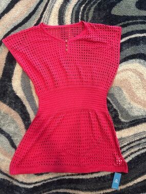 Cupshe Hot Pink Crochet Swim Coverup
